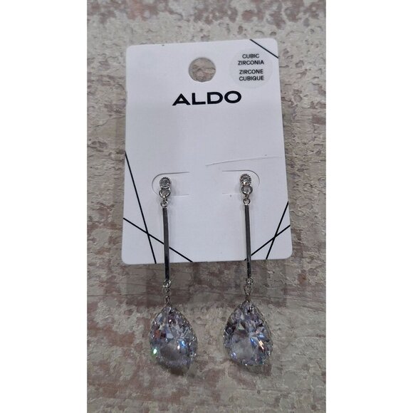 Aldo Cubic Zirconia Chandelier Silver-Tone Drop Earrings A - Picture 2 of 4